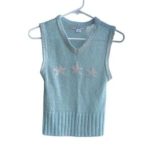 Kimchi Blue Light Blue Knit Vest with Star Design size Medium